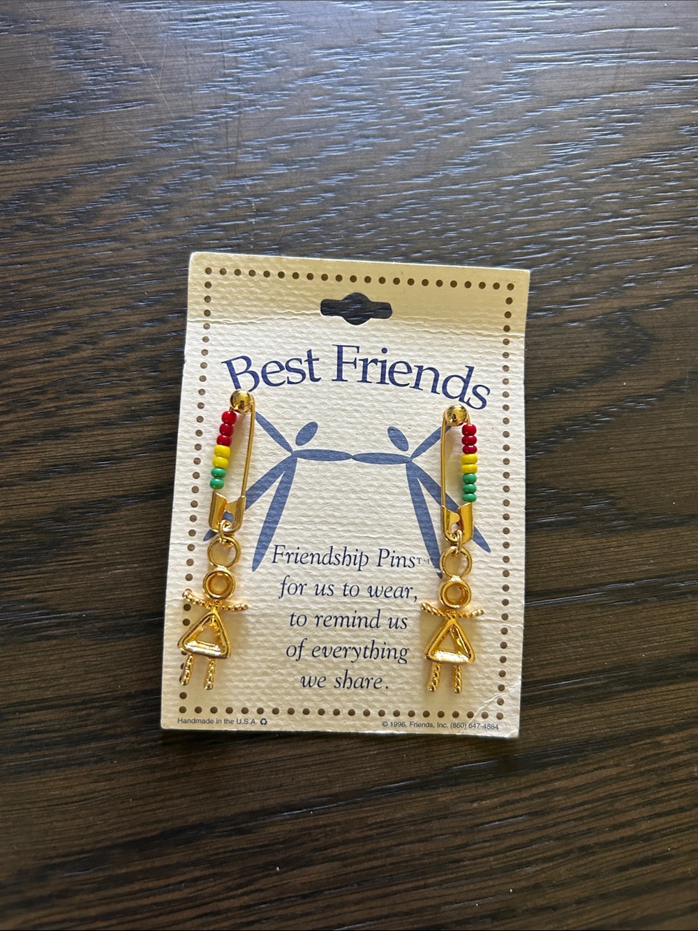 Best Friends Gold-Plated Friendship Pins with Rainbow Beads - Picture 2 of 4